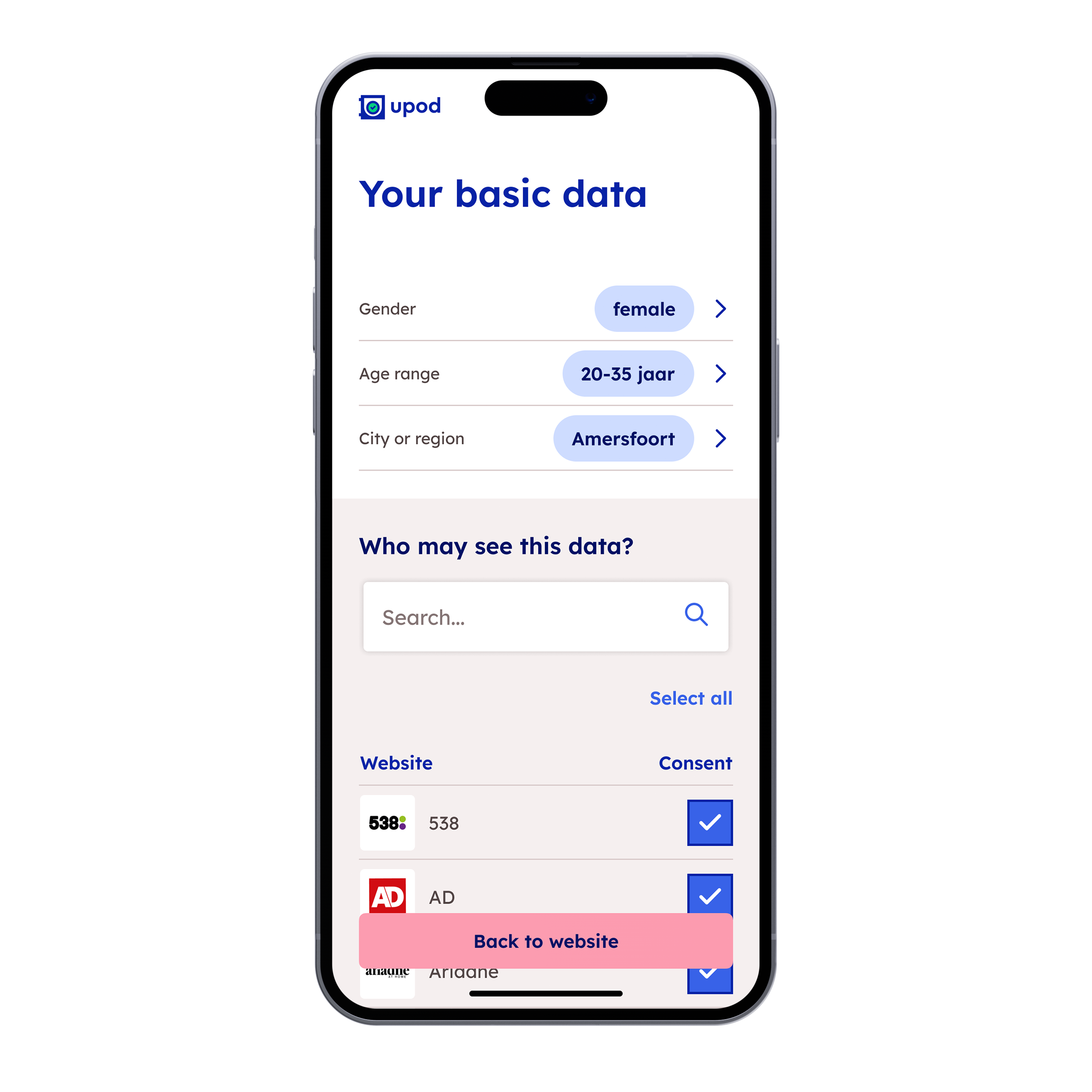 Consent in your own dashboard